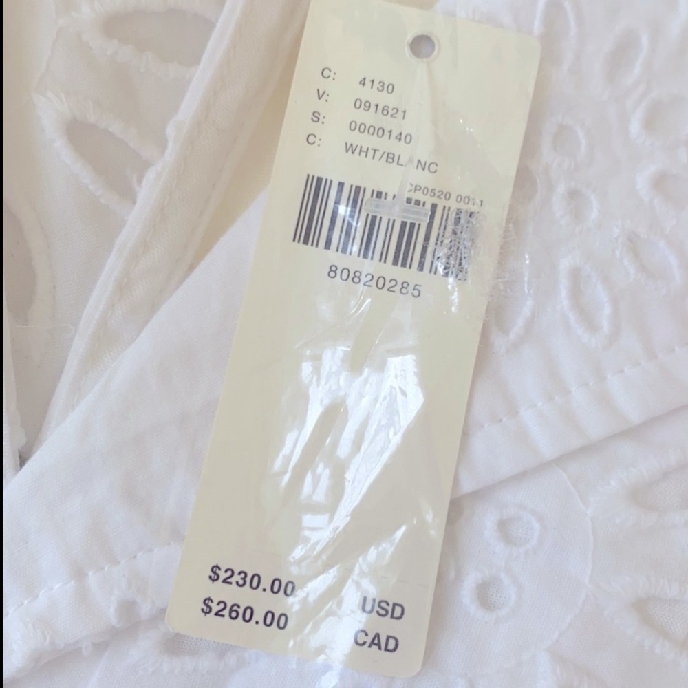 Maeve By Anthropologie Eyelet Shirt Dress White Summer Button Up Front - Picture 4 of 6